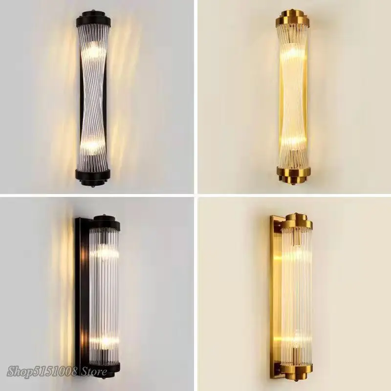 American Crystal Wall Lamp Postmodern Minimalist Living Room Tv Background Aisle Nordic Luxury Bedroom Bedside Led Lights
