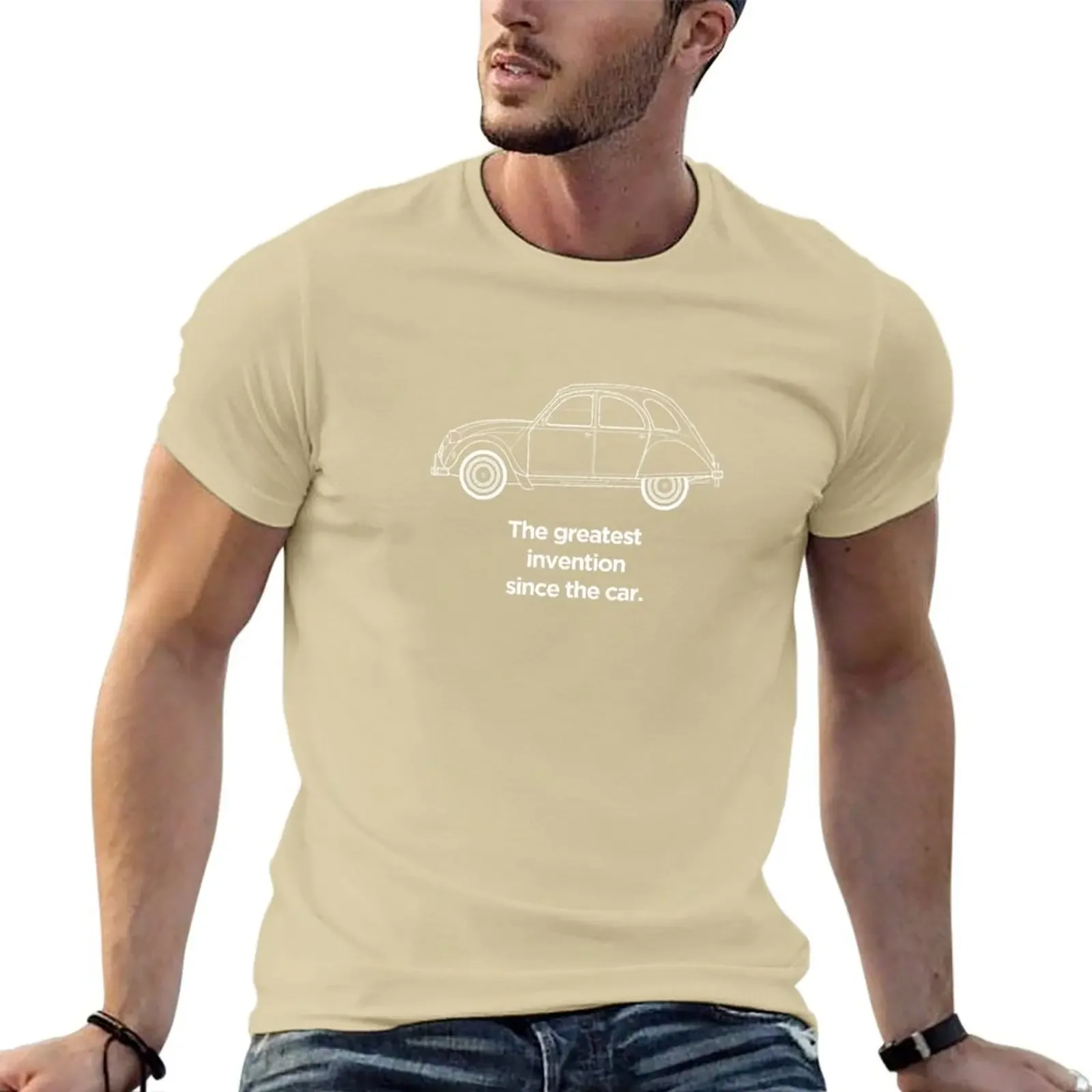 2024 spring and fall t shirt 2CV Graphic Art. Greatest invention since the car T-shirt short sleeves pure cotton tops streetwear