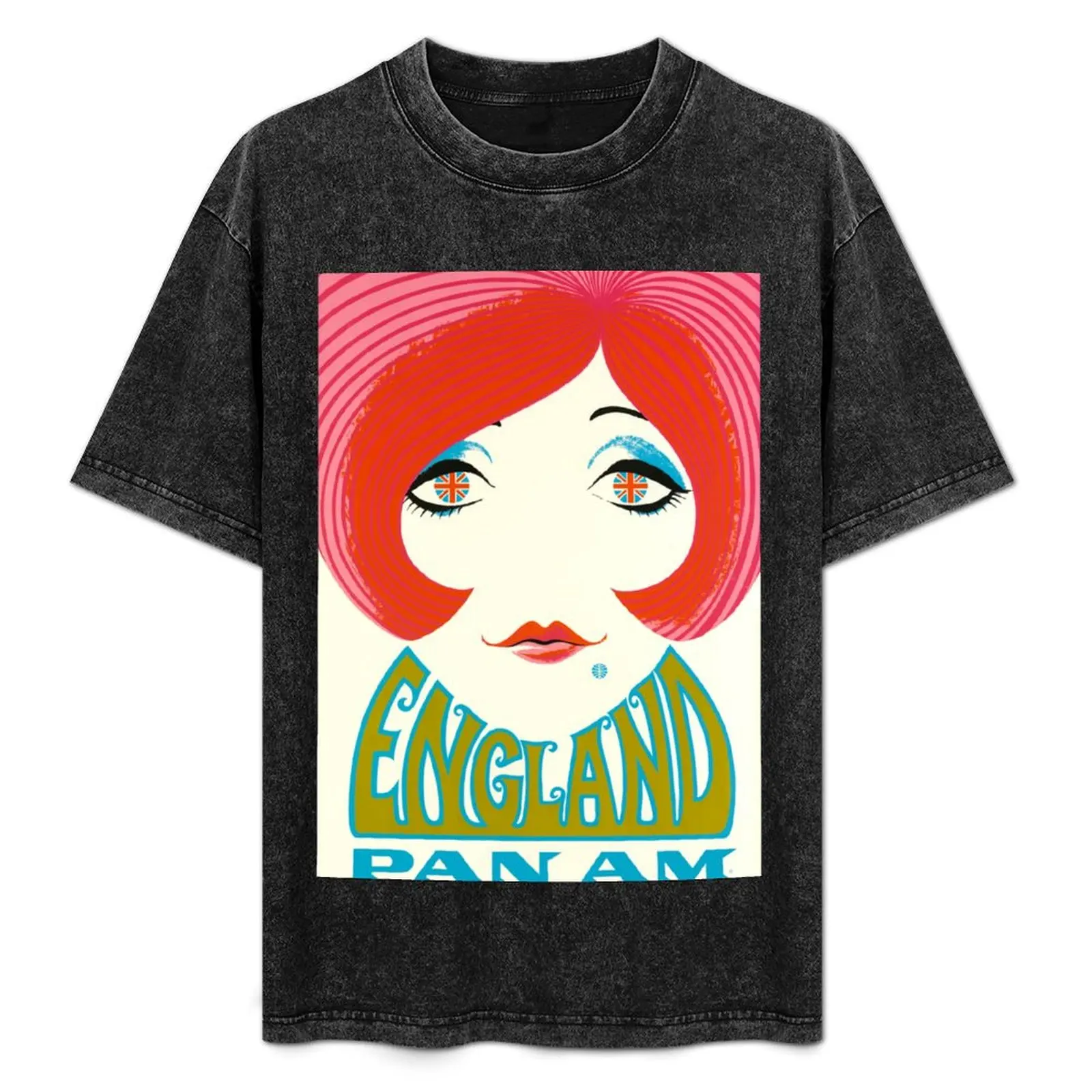 

1969 England Pan American Airlines Travel Poster T-Shirt Anti-Fade Casual Tee Shirt