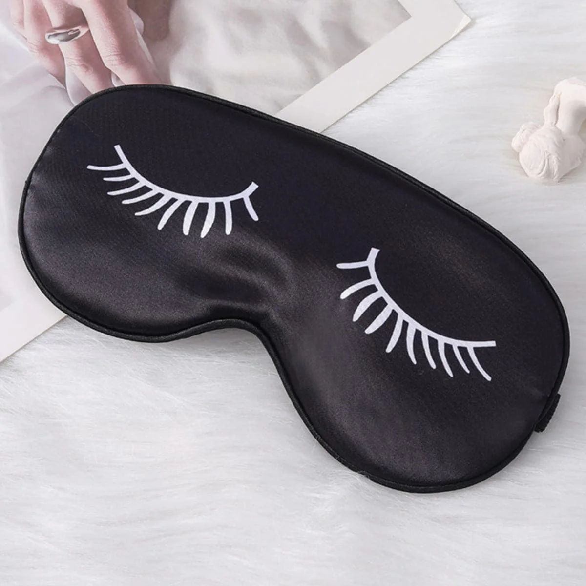 1PC breathable printed eyelash double-sided imitation silk eye mask