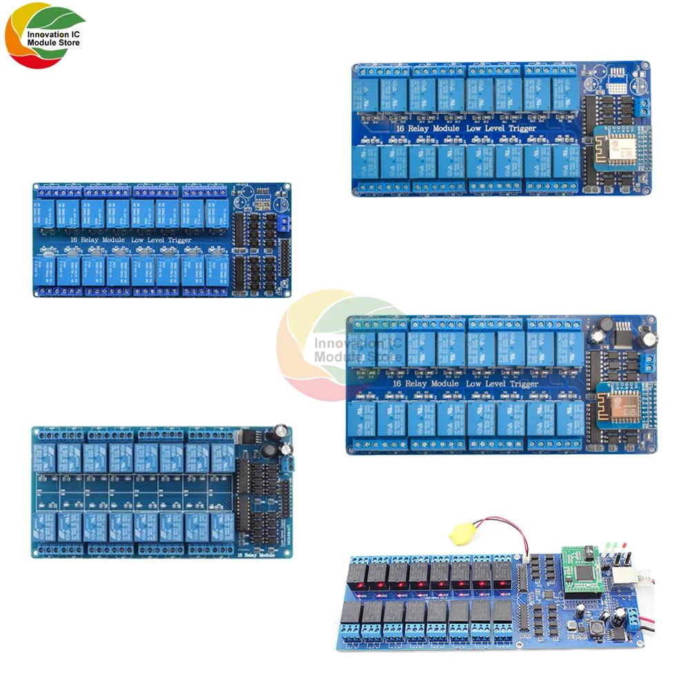 DC 5V 12V 16ch Network Relay Module Onboard ESP8266 WIFI Module LM2576 Microcontroller Relay Output for Arduino Relay Module Kit