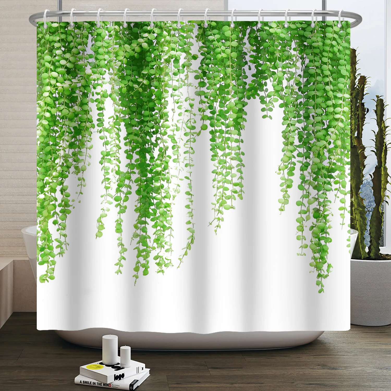 

Lush Vine Plants Shower Curtain Green Leaves Shower Curtains Decorative for Bathroom Waterproof Fabric Shower Curtain with Hooks