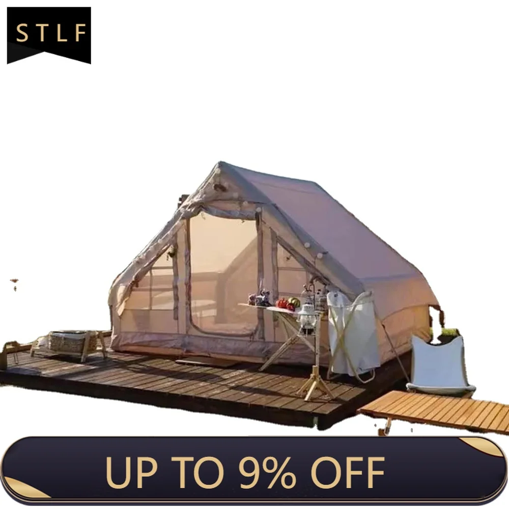 Inflatable Tent 2-4 Person 4-Season Waterproof Oxford Fabric with Pump Stove Jack Family Camping Tent with Carry Bag