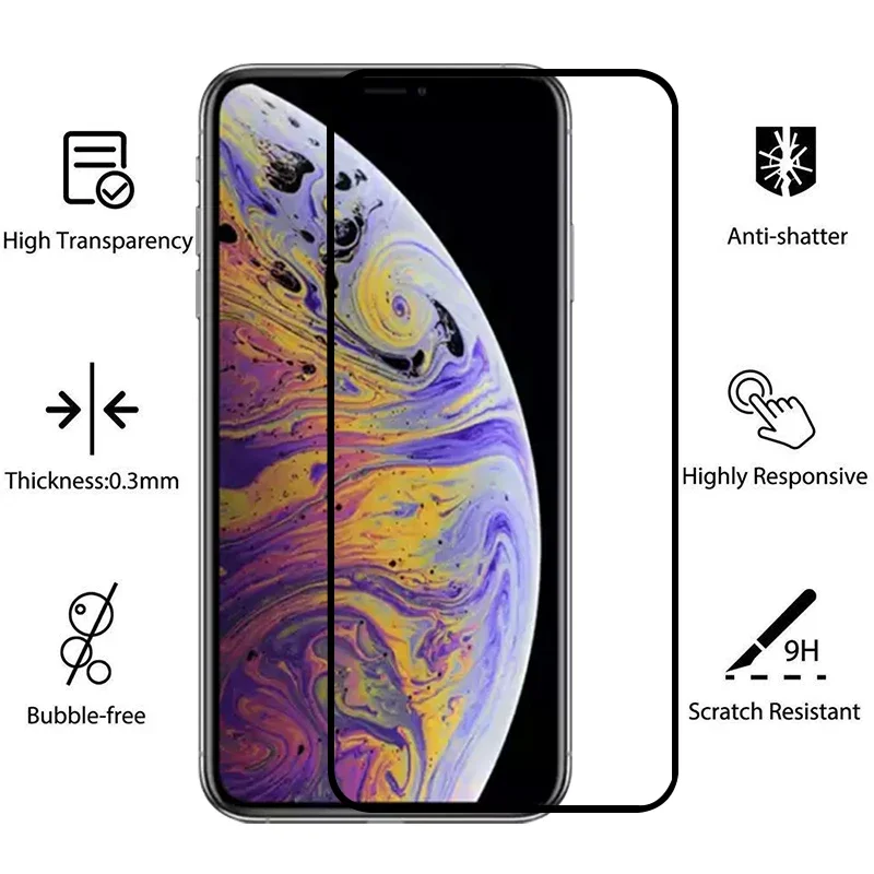 9d screen protector tempered glass case for iphone xs max xr x r s cover on i phone rx sx mas xsmax xmax protective phone coque