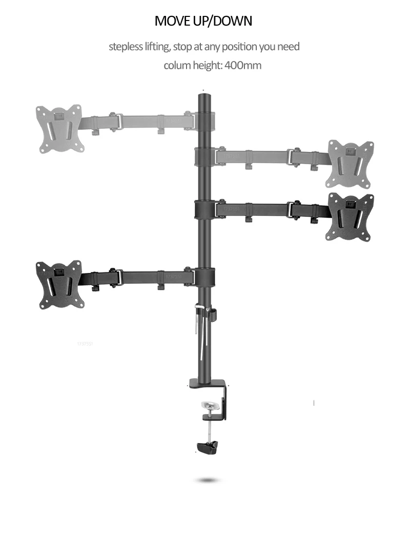 DL-T902-280II Soporte Monitor Dual Escritorio Brazo Plegable Resistente - imagen 3