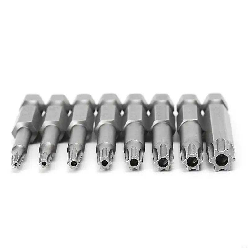 T8UC 8 Pçs/set 1/4 Polegada 50mm T8-T40 Bits Chave Fenda Elétrica Torx Magnética