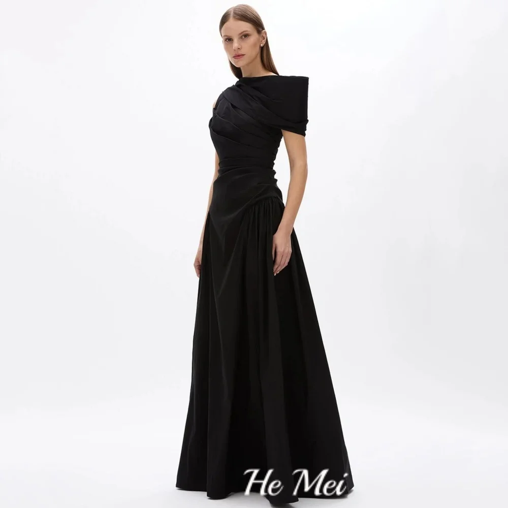 فستان سهرة أنيق مخصص على شكل حرف A بكتف واحد للحفلات فساتين حفلة موسيقية سوداء بسيطة مميزة فيستدو دي نوفيا #3