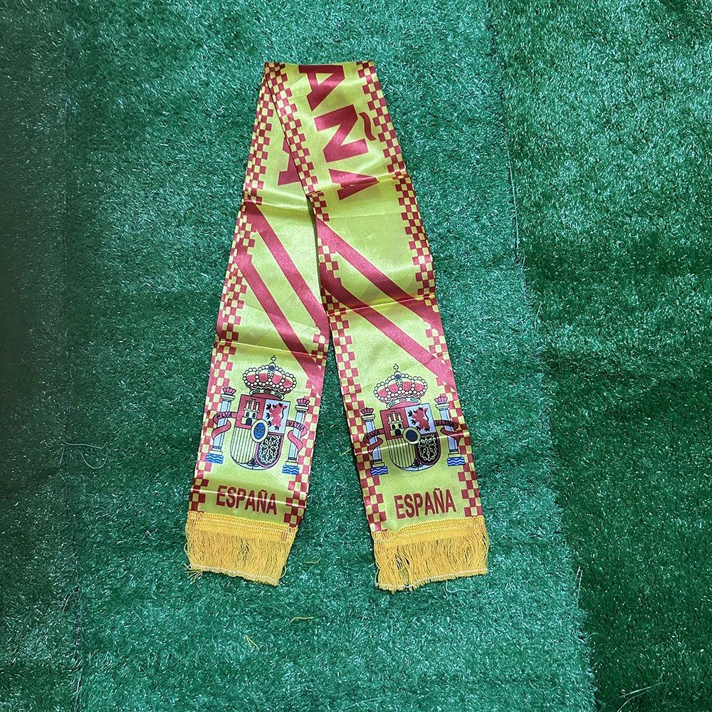 SKY FLAG Spain scarf 14x130cm Double Side Printing Satin Football Soccer Fans Spain Scarf flags banner for sport decoration