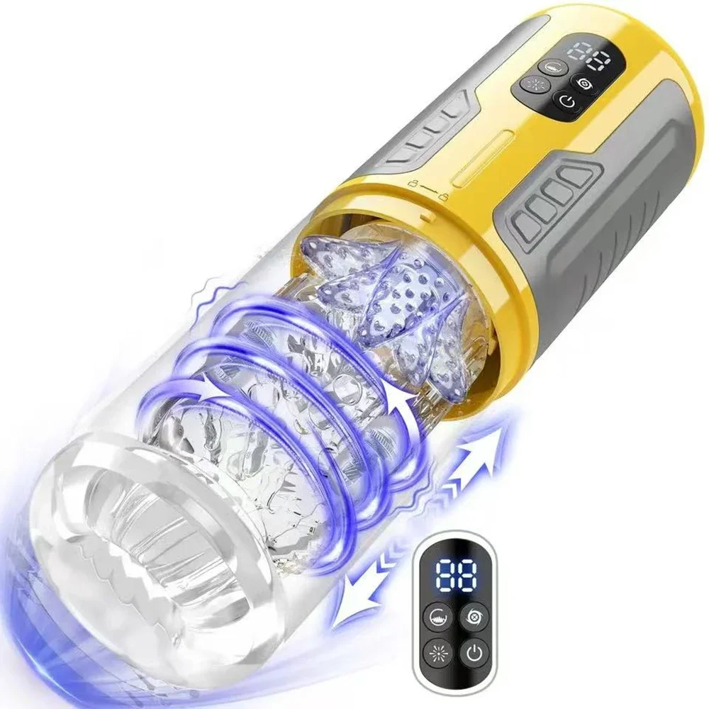 6In1 Automatic Male Masturbator 7 Thrusting Rotating Modes Mastubator Cup with LCD Display Sucking Pocket Pussy Sex Toy for Man