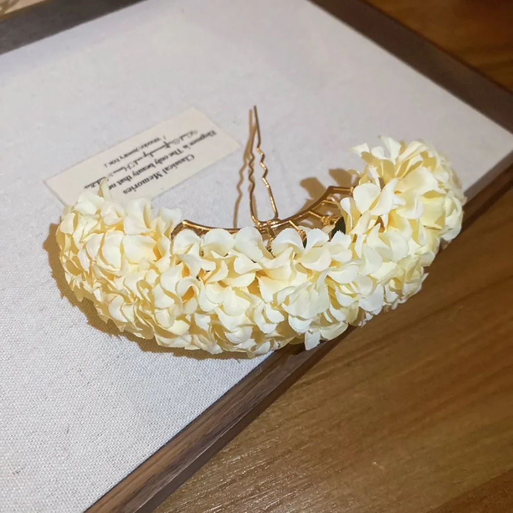 

Elegant Sweet Flower Hair Stick Bohemian Fairy Chinese Style Side Clip Hair Fork Simulation Flower Bride Hair Accessories Daily