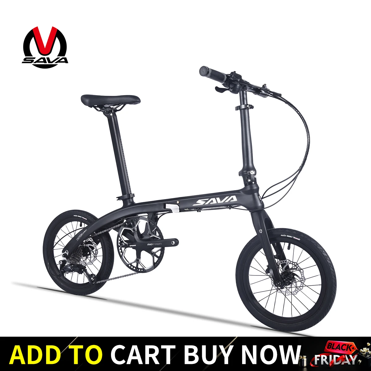 SAVA Z2 Carbon Fiber Folding Bike 16 Inch Light Bike Adult Unisex 9 Speed Folding Bike