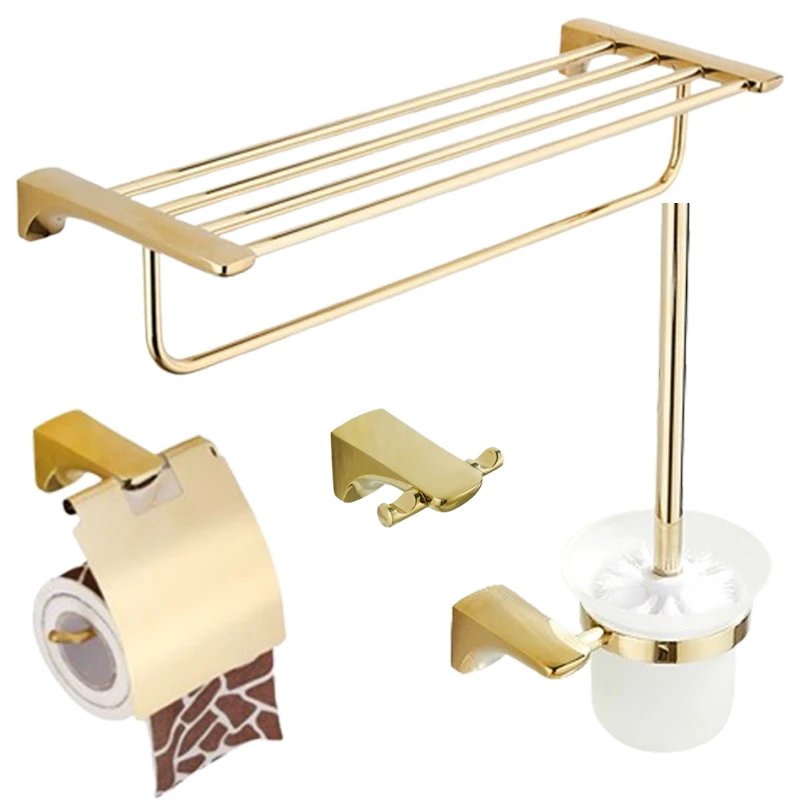 

Набор аксессуаров для ванной комнаты из высококачественной нержавеющей стали, крючок для халата, держатель для бумаги, вешалка для полотенец, кольцо для полотенца, наборы для ванной комнаты, позолоченный