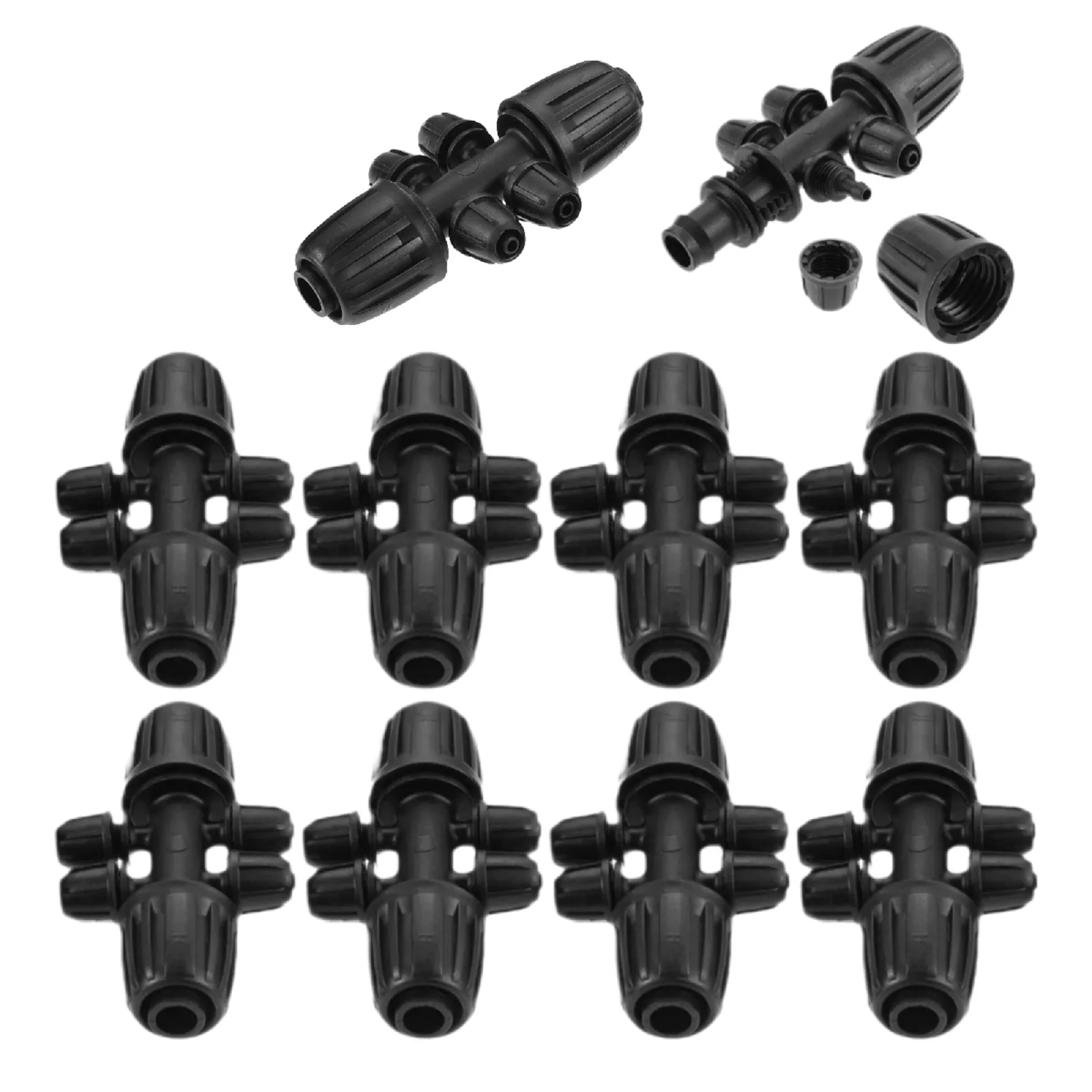 

10Pcs Garden 1/2"" To 1/4"" Pipe Irrigation Fittings 6-way Drip Irrigation Anti-Drop Barbed Tea Irrigation Water Hose Connector