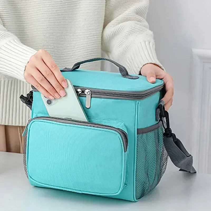 Camping Lunch Bag with Thick Insulation Oxford Fabric Large Capacity Manual Shoulder Carrier Outdoor Picnic Essential image 5