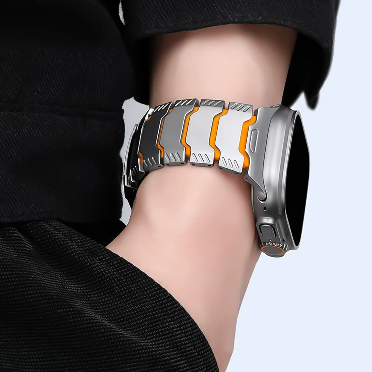 Magnetic Titanium Rubber Watch Band For Apple Watch Ultra 3/2 Series11 10 9 8 7, 42/44/45/46/49mm Fold Clasp Sport Bracelet