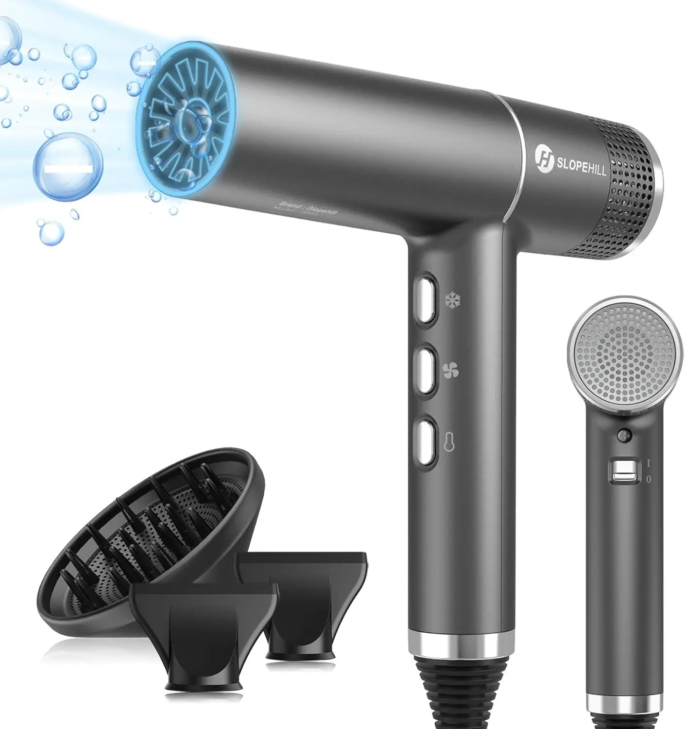 

Hair Dryer with Brushless Motor, Fault Diagnosis, Microfilter, Oxy Active Tech, LED Display - Grey