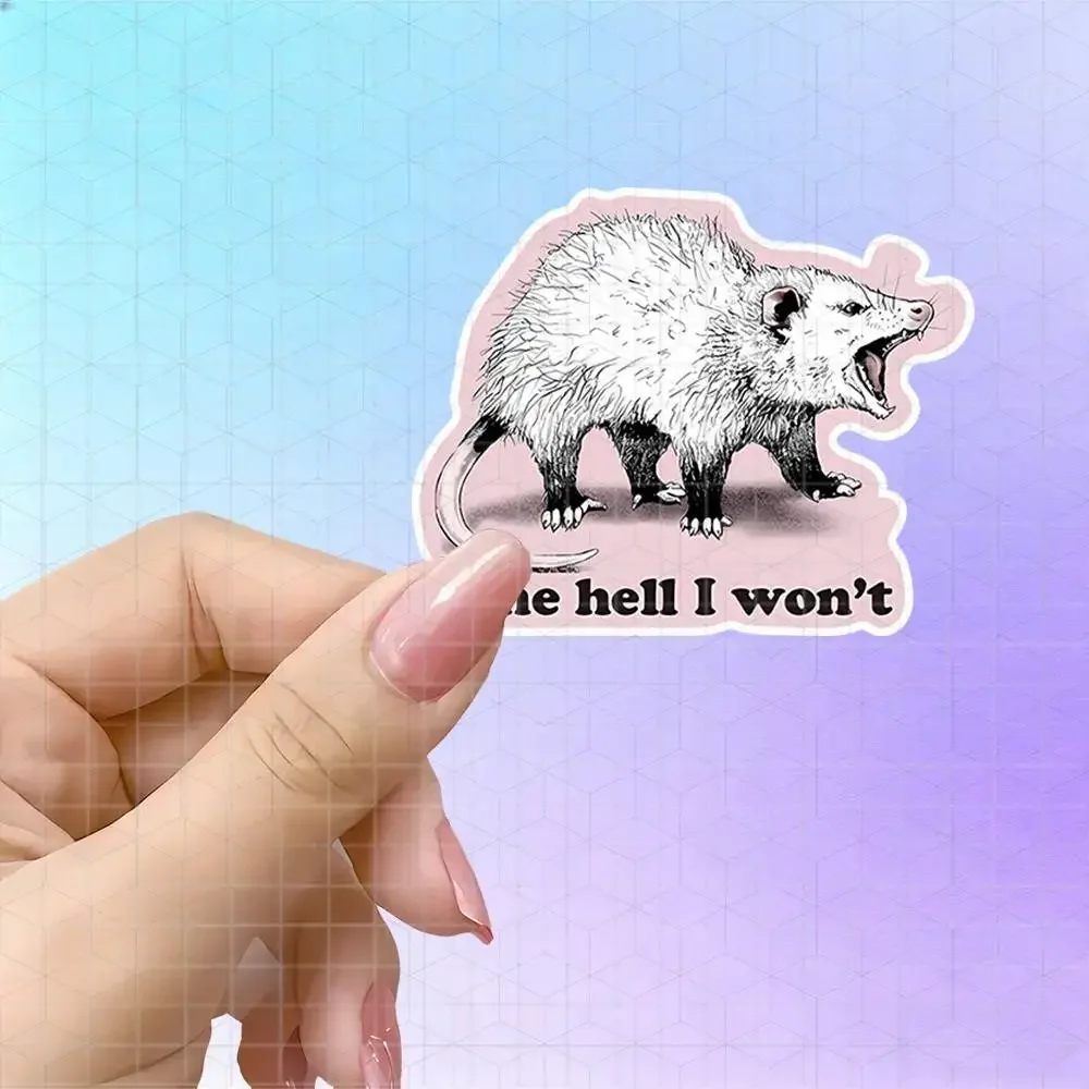 Screaming Possum Sketch Vinyl Sticker Matte Decal For Notebook Tablet Handbook Motorcycle Luggage Rebellious Cool Pink Tint