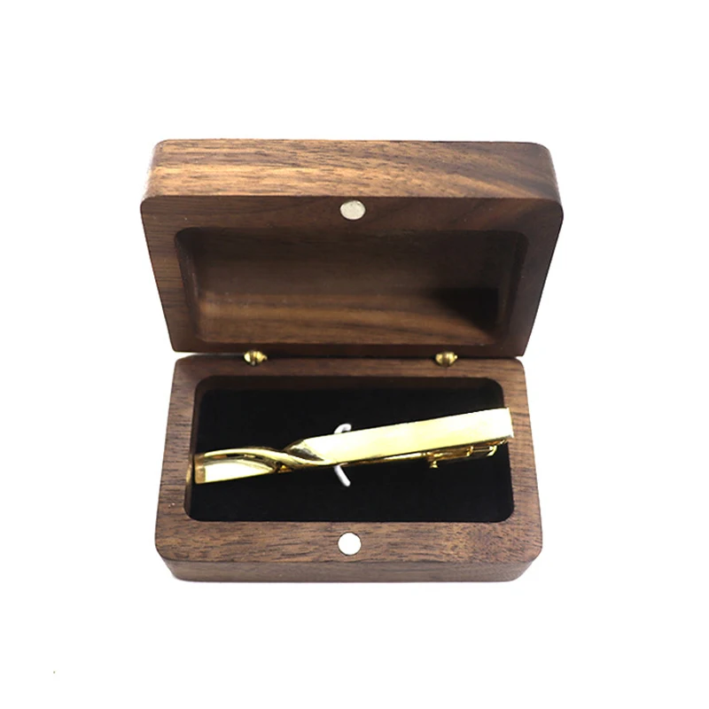 Solid Wood Black Walnut Window Exquisite Cufflink Box Sleeve Nails French Cufflink Collar Clip Box Package Gift Box