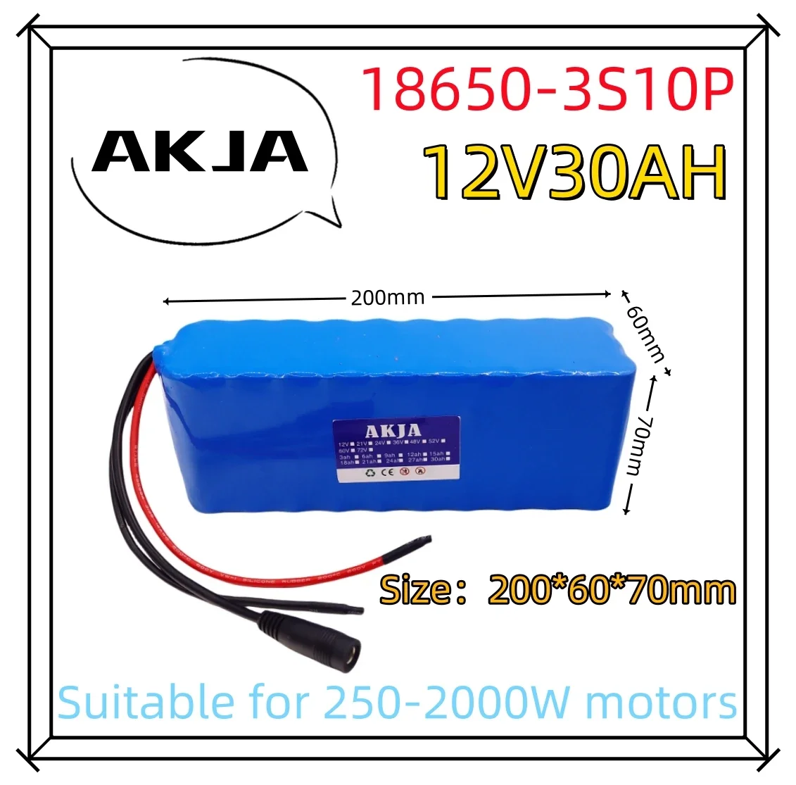 Air fast transportation 3S10P12V30Ah battery pack 18650 lithium ion DC12.6V super large capacity rechargeable battery with BMS