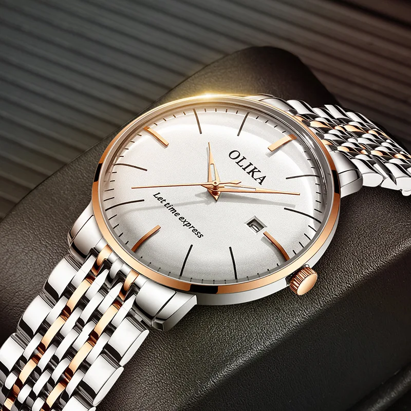 Ultra Thin Quartz Watch 7mm Thickness Quartz Movement From Japan 41mm Diameter Retro Copper Case Steel Bracelet with Calendar