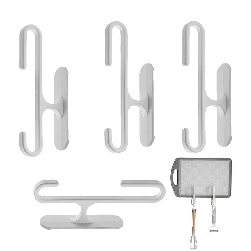 Wall Hangers Non-slip Adhesive Closet Hooks 4 PCS No Drill Adhesive Utility Hooks Non-slip Wall Hanger For Scarves Towels Coats