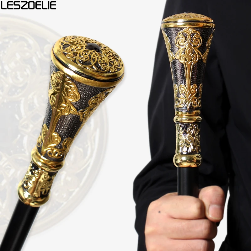 

Luxury Gold And Black Straight Handle Walking Stick Detachable Fashion Canes for Men And Women Cosplay Party Accessory