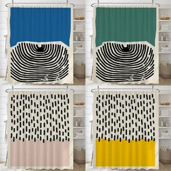 Bathroom Nordic Abstract Painting Shower Curtain Medieval Minimalist Art Polyester Fabric Shower Curtain 180 * 180CM with Hooks