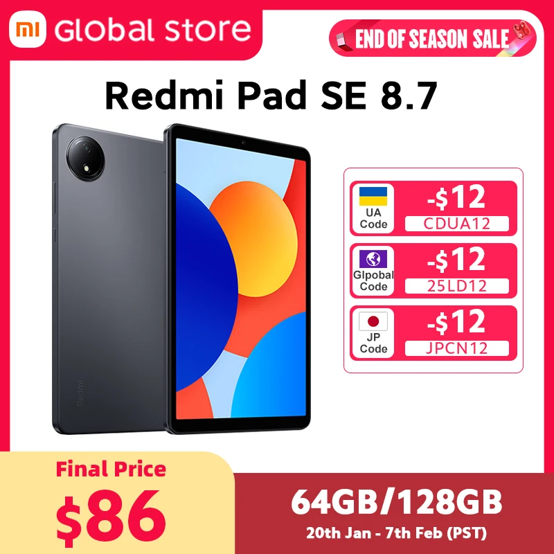 Global Version Xiaomi Redmi Pad SE 8.7 LCD MediaTek Helio G85 octa-core CPU 6650mAh Battery 18W fast charging 8MP Camera 90Hz