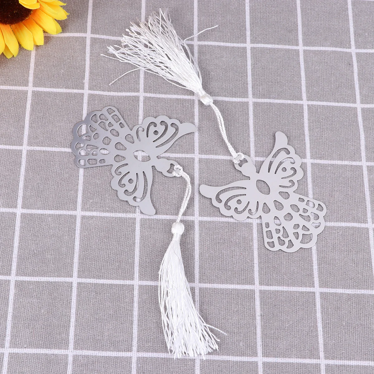

6pcs Bookmarks Silver Angel Shape With Tassel For Books Gift Set Bookmark Gifts Bookmark Tassel Students Readers Kids
