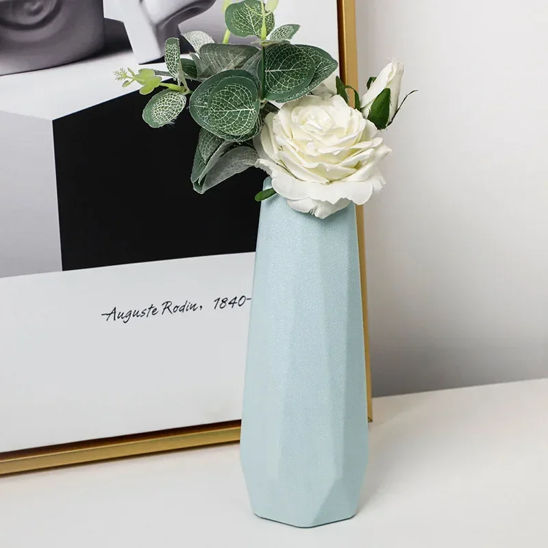 Nordic Style Flower Vase Home Ornaments Modern OrigamiPlastic Vases Pot Flower Arrangements Living Room Decoration