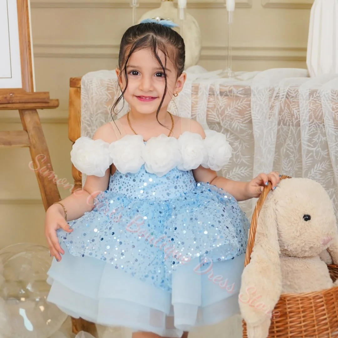 2026 New Kids Clothing Gown Flower Girl Dress Girls Beaded Birthday Princess Gown Host Piano Performance Formal Celebration