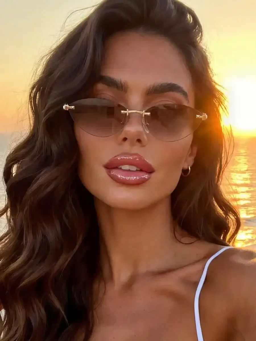 

1 Pair Unisex Minimalist Cat Eye Small Frame Fashion Sunglasses, Suitable For Sports, Travel, Driving, Beach, Festivals, Vacatio