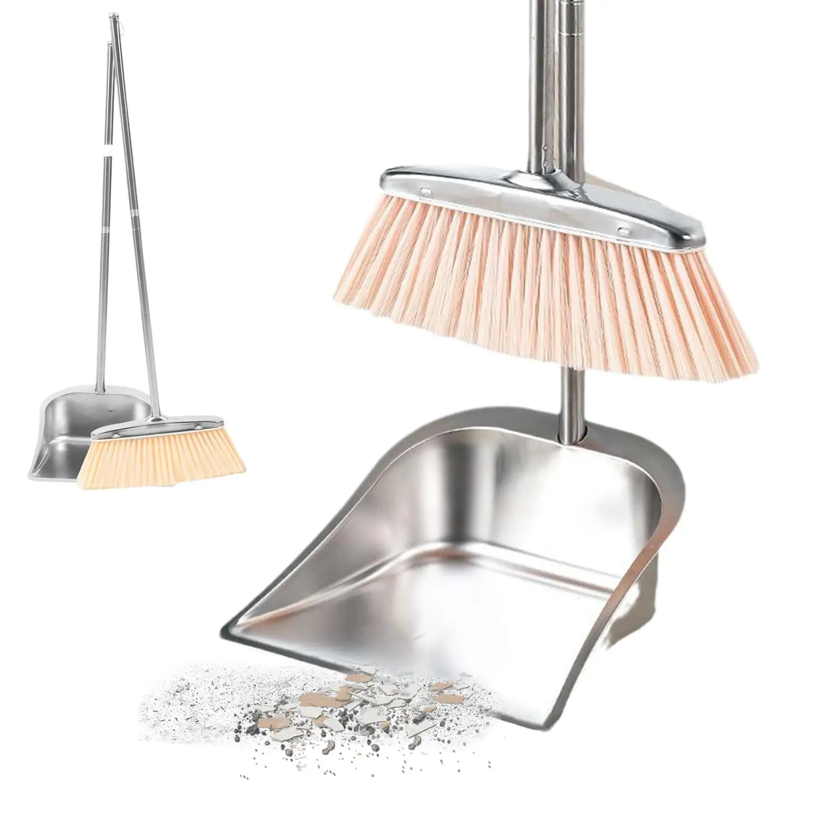 

Комбинированный набор метлы со совком, метла для чистки твердого пола, принадлежности для чистки пола, нержавеющая сталь для дома, квартиры, патио