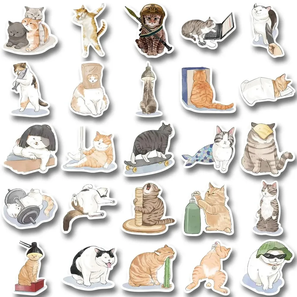 Pegatinas de gato para niños, calcomanías divertidas de dibujos animados de animales, calcomanías DIY para funda de teléfono portátil, papelería de vinilo Kawaii, juguetes para niños, 10/30/53 Piezas