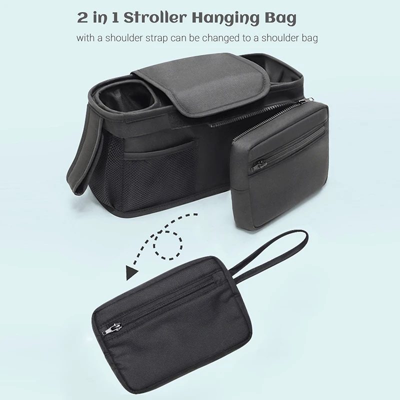 2IN1 Large Capacity Stroller Bag Pram Organizer Cup Holder Baby Stroller Portable Travel Bag Mommy Shoulder Bag Baby Accessories