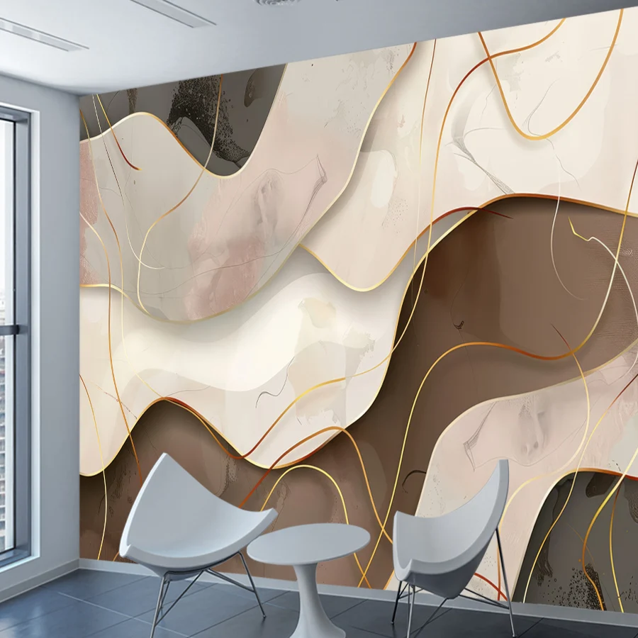 20+ Custom Peel and Stick Photo Wallpaper for Living Room Contact Wall Art Papers Home Decor Brown Marble Geometry Design Mural