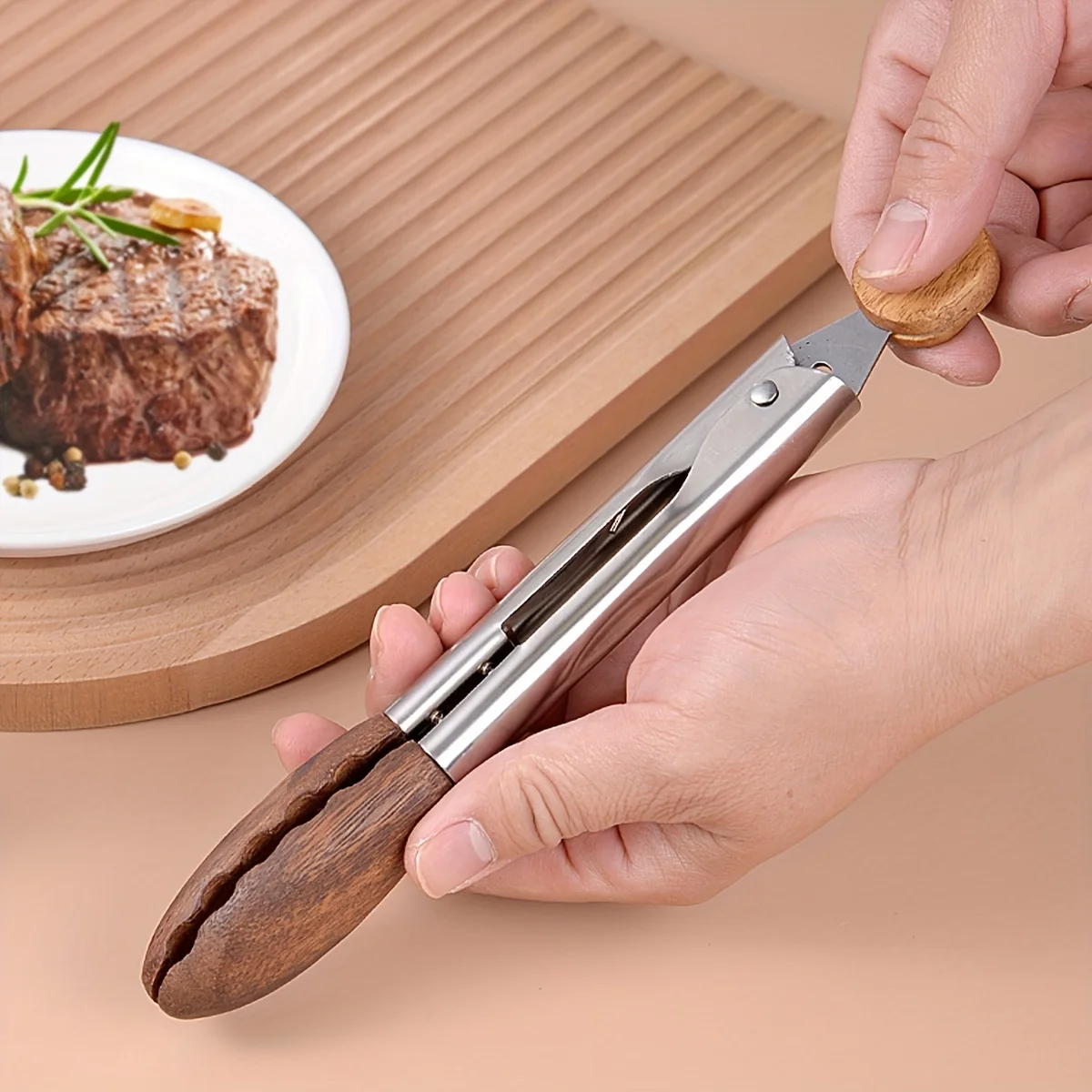 1PC  9inch Cooking Tongs with Hanging Hole, Upgraded Version Kitchen Tongs for Cooking Serving Food, Grilling, Cooking, BBQ