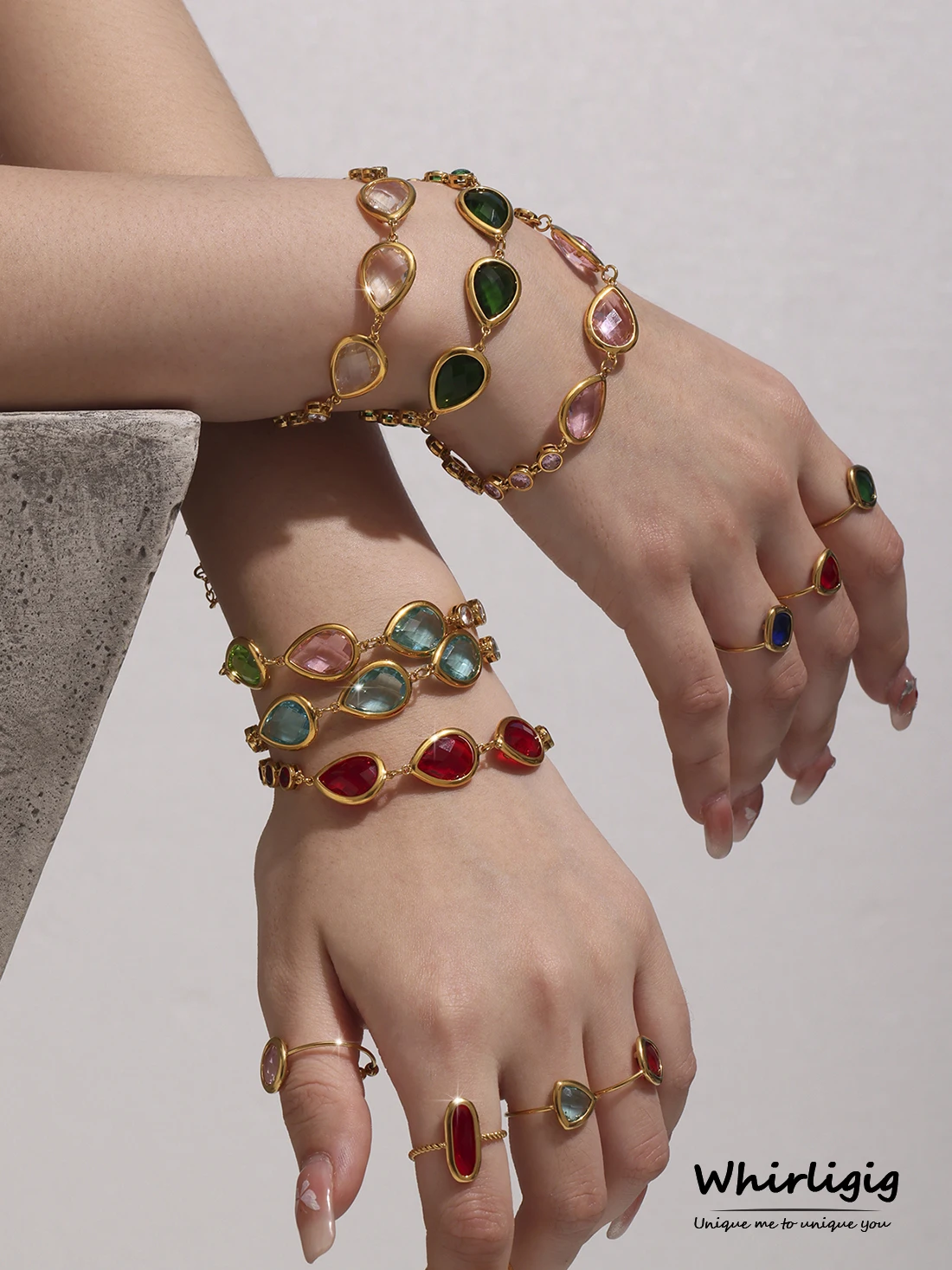 

Красочный браслет из нержавеющей стали с каплями воды для женщин, роскошный браслет с кристаллами циркона, позолоченные очаровательные ювелирные изделия