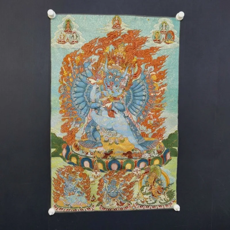 Tibetan Buddhism Thangka Embroidery Yan Mandaka Tangka Painting  Wall Hanging Worship Meditation Buddhist Items