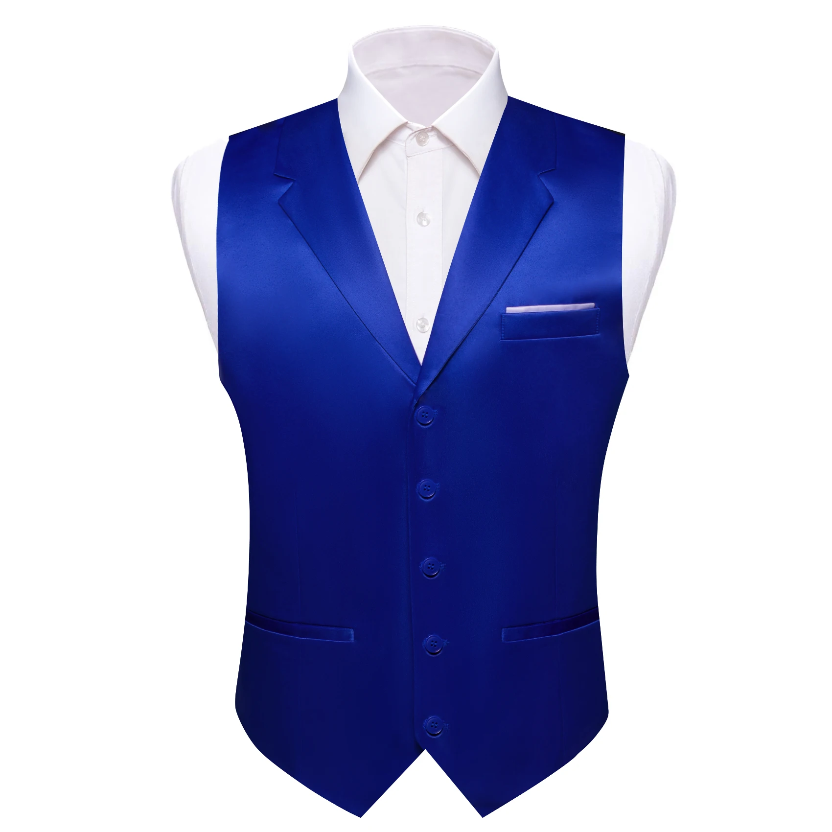 Barry Wang-Chaleco de seda para hombre, chaqueta sin mangas con cuello de solapa, color rojo, dorado, azul, rosa, negro, verde y morado, para fiesta de boda