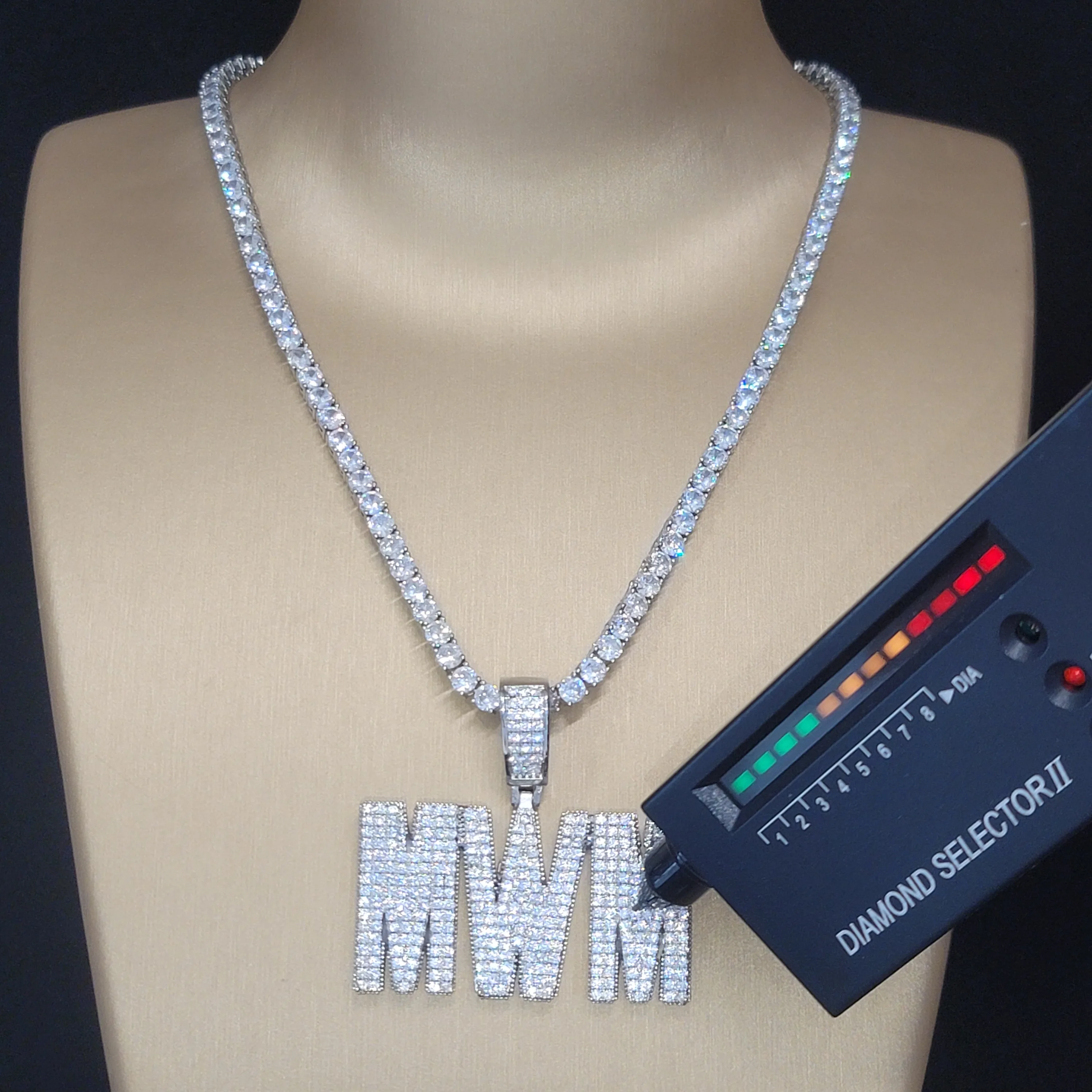 

Custom 925 Silver Moissanite Name Pendant VVS1 Diamonds Letters Necklace Strong Back Nameplate Personalized Birthday Gifts