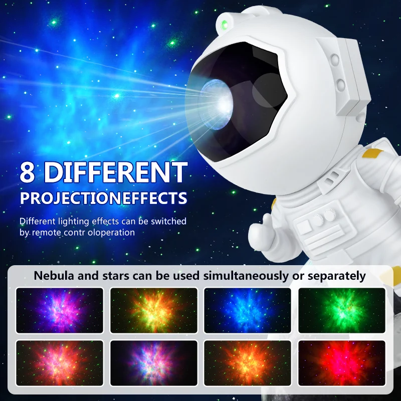 Nueva lámpara de proyector estrellado de galaxia de astronauta, luz LED nocturna, lámpara de noche de cielo estrellado para dormitorio, decoración del hogar, regalo de cumpleaños para niños