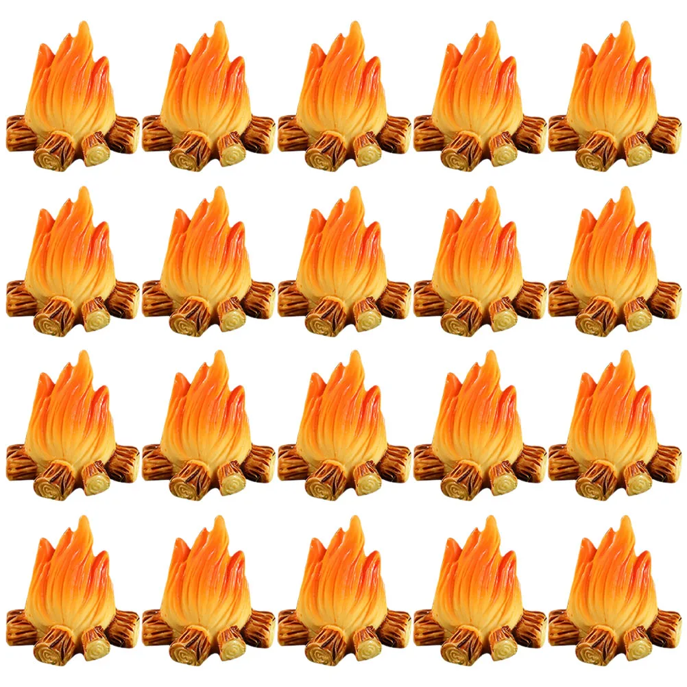 

24 Pcs Decoration Resin Micro Campfire Toy Mini House Ornament Miniature Bonfire Model Small Gardening DIY Accessories