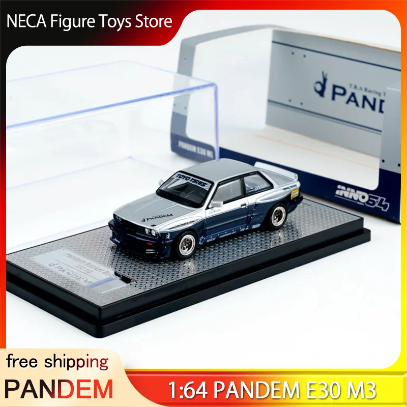 

Inno 1:64 Pandem E30 M3 Silver And Blue Double Rocket Rabbit Wide Body Alloy Car Model Finished Product Desktop Car Model Toys
