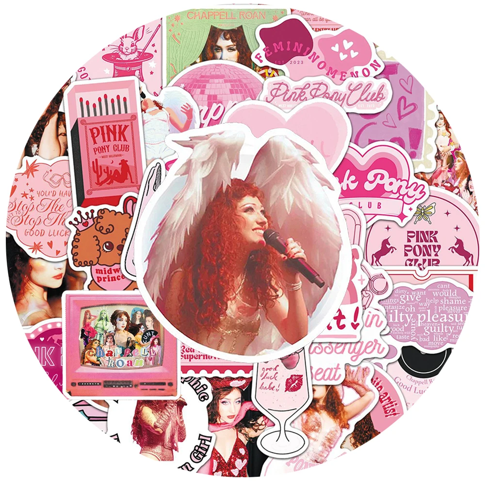 10/30/50pcs Hot Singer Chappell Roan Cartoon Stickers Pink Aesthetic Graffiti Decals DIY Album Luggage Phone Laptop Sticker Gift