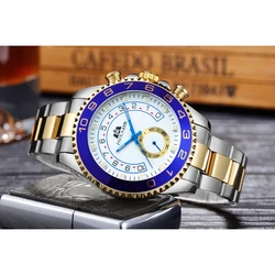 Automatic Mens Watch Self Wind Mechanical Stainless Steel Strap Casual Yellow Gold Silver Blue Bezel Master Business Watches