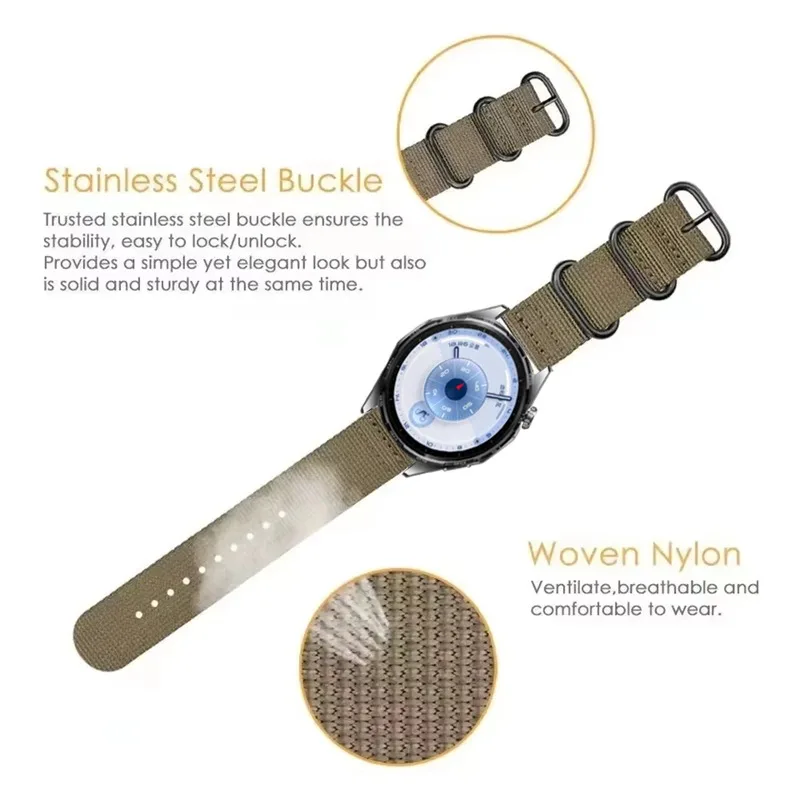 22mm Nylon Loop Strap for Huawei Watch 5/GT6-5-3 Pro 46mm Sports Bracelet for Huawei Watch GT6-5-4-3-2 46mm Accessories Correa