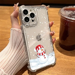 Custodia per iPhone 16 15 14 13 12 11 Pro Max 7 8 15 14 Plus X XR XS Max babbo natale Elk pupazzo di neve natale cover morbida in Silicone trasparente