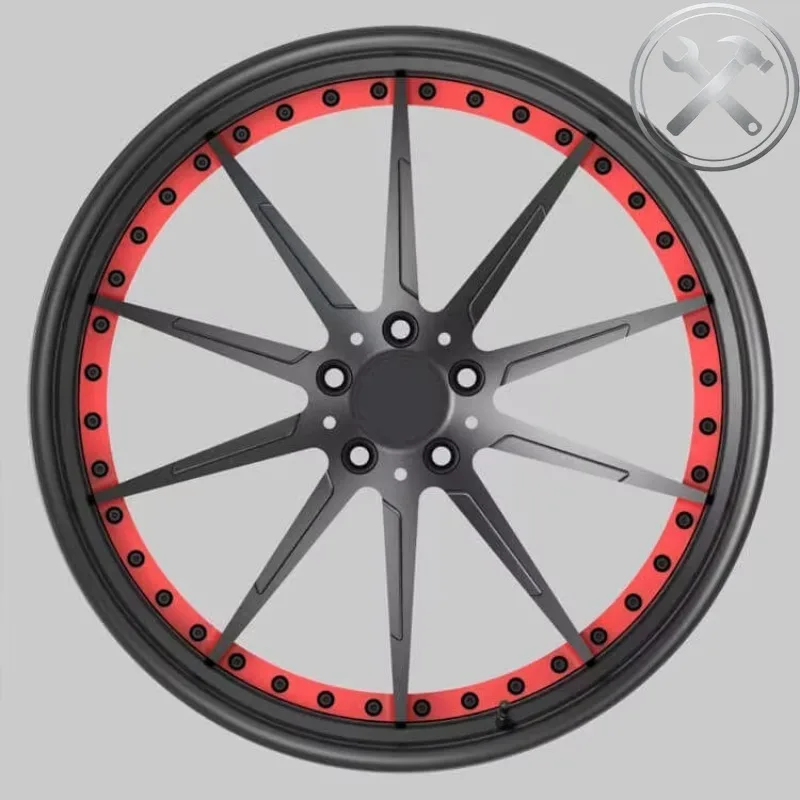 

22x14 6 Lug 139.7 Red Black Forged Alloy Wheels Heavy Offroad Pickup Truck Custom Rims