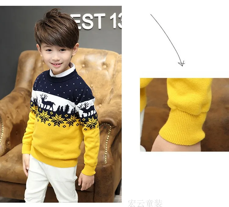 Baby Clothes Autumn Long Sleeve Cartoon Sweater Kids Boys Double Thickening Pullover Sweater Girl Knitted Sweater Christmas Tops